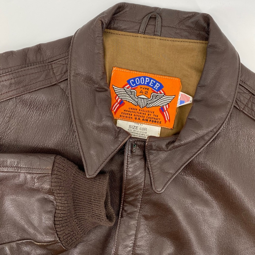 Cooper Men’s A-2 Style Brown Leather Flight Jacket